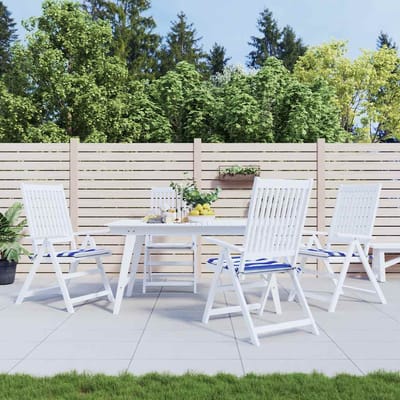 vidaXL - Tuinstoelkussens - 4 - st - gestreept - 50x50x3 - cm - stof - wit - en - blauw