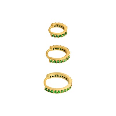 Bijoutheek Oorringen Zirkonia (10,12,15MM) Groen