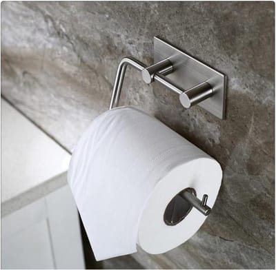 WC rolhouder Zonder Boren - Zelfklevend - RVS Toiletrolhouder Zilver