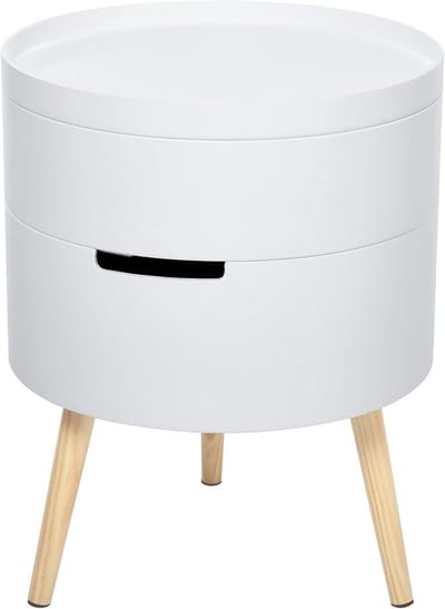 Ronde bijzettafel met 2 opbergvakken, flexibel te combineren