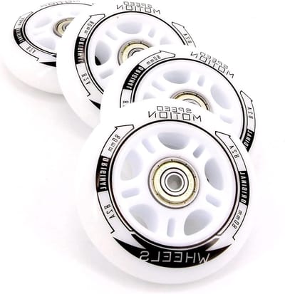 Skeelerwielen Set - Vervangende Rollen - Snel Skaten - Volledig Gemonteerd - 80 mm 82A - Wit
