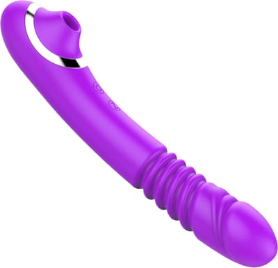Cupitoys® Stotende luchtdruk vibrator - 2 in 1 - 23cm - Paars - 14 standen - Vibrators voor vrouwen en mannen - Sex toys voor vrouwen en mannen