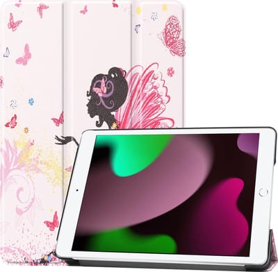 Hoes - Geschikt voor Apple iPad 9 (2021) - 10.2 inch - 9e Generatie - Dun & Stevig - Trifold Bookcase - Hard Cover - Hardcover Book Case - Tablet Hoesje - Elfje