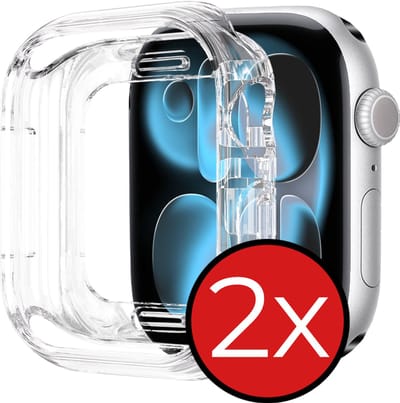 Hoesje - 2 Stuks - Geschikt voor Apple Watch 11/12 (42 mm) - Sterk & Shockproof - Siliconen Case Cover - Smartwatch Full Bumper Hoes - Transparant