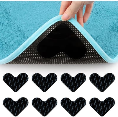EXCITAT Zwarte tapijtstickers - herbruikbaar - wasbaar - antislip - krult niet - 8-pack