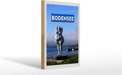 Holzschild Reise 20x30cm Bodensee Deutschland Skulptur Ufer
