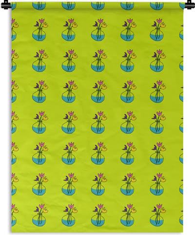 Wandkleed - Wanddoek - Bloemen - Vazen - Patronen - 150x200 cm - Wandtapijt