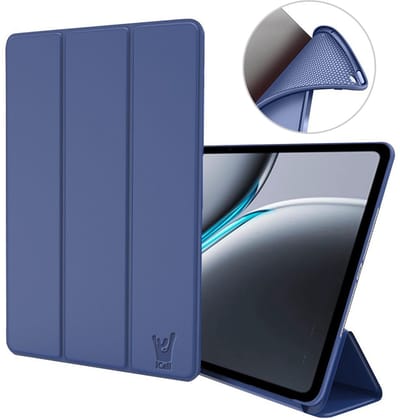 Hoes geschikt voor Oppo Pad 3 Pro / OnePlus Pad 2 / OnePus Pad Pro 12.1 – Smart Cover met Tri-Fold Stand – Schokbestendig – Auto Wake/Sleep – TPU Backcase – Blauw