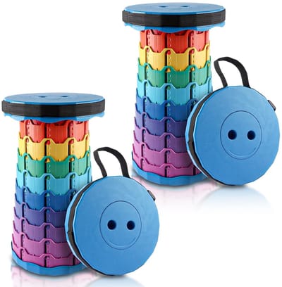 Dailygoods- Campingkruk - 2 Stuks - Inklapbaar/Draagbaar - Telescopische Kruk - Groot Draagvermogen - Duurzaam/Versterkt - Opvouwbare Kruk
