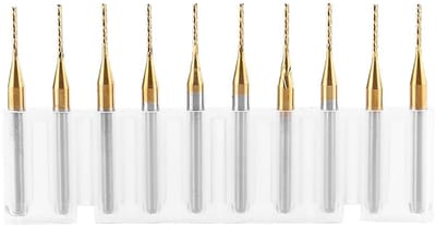 Cosensi - Carbide CNC-frezen 10 stuks, schachtfrees 3,175 x 1 mm, titanium mantel, wolfraamcarbide eindcarbide, plaatbewerking