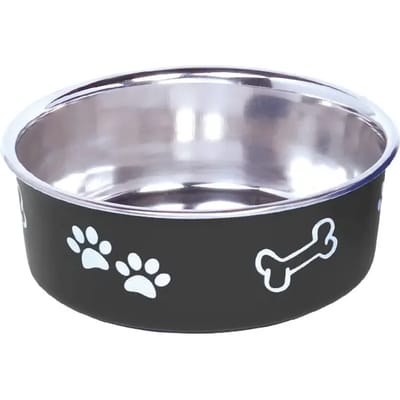 Nobby honden roestvrijstalen bak Fusion S zwart antislip Ø 13 cm