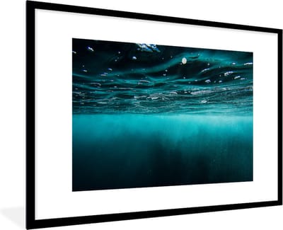 Fotolijst incl. Poster - Zee - Onderwater - Blauw - 120x80 cm - Posterlijst
