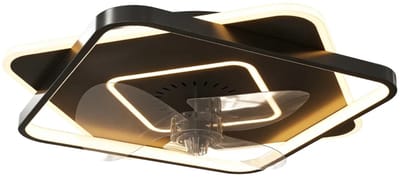 Plafondventilator met Verstelbare LED Verlichting, Timer & Afstandsbediening - Plafond Lamp met Stille Ventilator - Plafonniere - LED - 3000/4500/6500K - Ø53 cm - 6 Snelheden - Zwart + Doorschijnend + Transparant