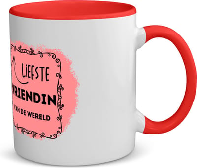 Akyol - liefste vriendin van de wereld koffiemok - theemok - rood - Vriend/vriendin - de liefste vriendin - valentijnsdag - verjaardag - cadeautje voor vriendin - kado - geschenk - 350 ML inhoud