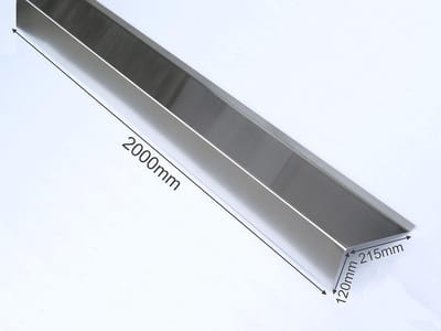 Hoek dak-afsluitplaat 2000mm - Aluminium Gevelplaat voor Dakrand - Natuur Blank Zilver Gelakt 120 x 215mm