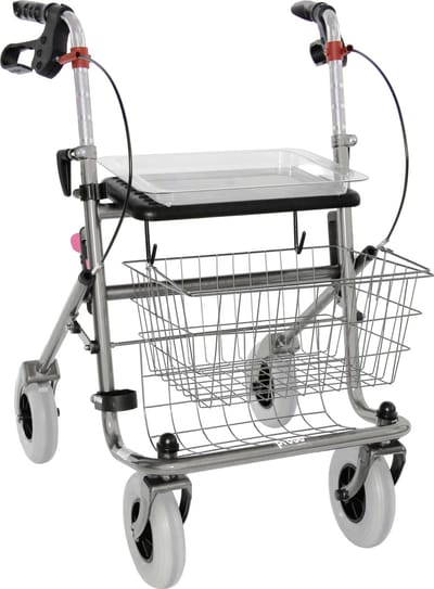 Rollator 43 cm zitbreedte - Premis Provo - Tot 120 kg - In hoogte verstelbaar - Voorzien van een Eenzijdige rem Rechts - Metallic Titanium