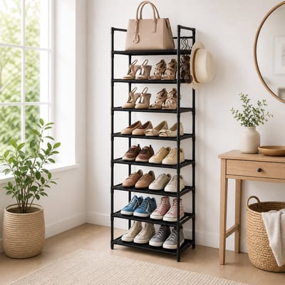 BOTC Schoenenrek - Schoenenkast - 10 Lagen Schoenenrek - voor 25 Paar - 175x46x28cm - Schoenen Opbergsysteem – Zwart
