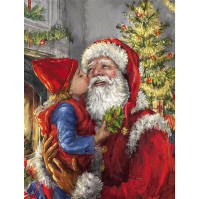 Peinture diamant thème père noël, broderie complète 5D, points de croix, perceuse ronde complète, à faire soi-même 20X30CM brown
