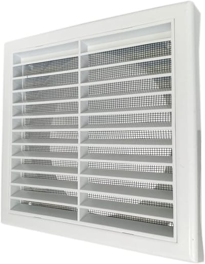 Wandrooster - Ventilatierooster - Afzuiging Plaatsen - Met Anti-insectengaas - 150mm - Wit