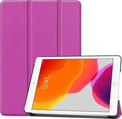 Hoesje - Geschikt voor Apple iPad 7 (2019) - 10.2 inch - 7e Generatie - Dun & Stevig - Hardcover Book Case - Trifold Bookcase Hoes - Hard Cover - Tablethoes - Paars