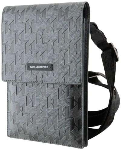 Karl - Lagerfeld - Saffiano Mongram Plaque KLWBSAMSMG Case Bag - zilver