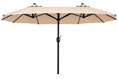 Jurrys Parasol - Terrasparasol - Tuinparasol - Dubbele parasol - Uv werend - Stabiel - Weerbestendig - 455x270x240cm - Beige