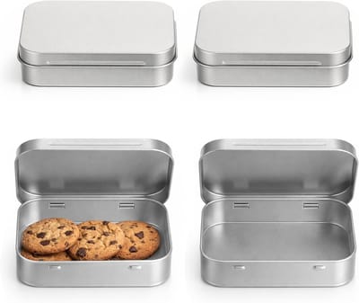 Set van 4 metalen opbergdozen 9,5 x 6 x 2,2 cm met deksel, rechthoekige mini box voor munten, snoep, sleutels en sieraden