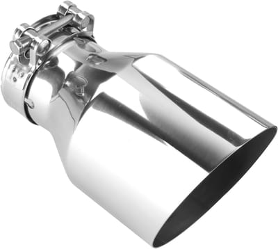 Uitlaatsierstuk 63 mm voor universele eindpijpen, geluiddemper, roestvrij staal, 2,5 inch inlaat, 4 inch uitlaat, 17 cm lengte