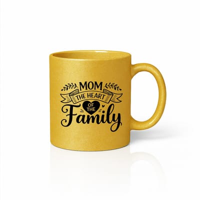 Mom The Heart Of The Family – Luxe Gouden Koffiemok – Elegant Cadeau voor de Beste Mama