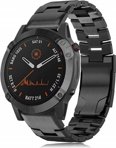 Strap-it Titanium Bandje geschikt voor Garmin Fenix 5 (Plus & Sapphire) / Fenix 6 (Pro & Sapphire) / Fenix 7 / Fenix 8 47 mm / Fenix E / Epix Gen 2 47 mm / Forerunner 935/945/955/965/745 / Quatix 7 / Instinct (1) – QuickFit 22 mm – Zwart