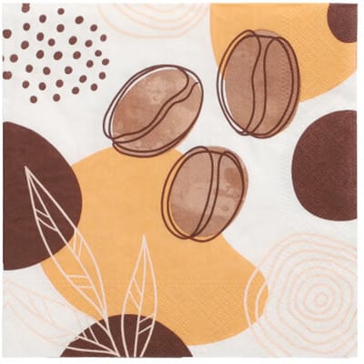 10x 20 Servetten 3-laags 1/4 vouw 33 cm x 33 cm Coffee Beans