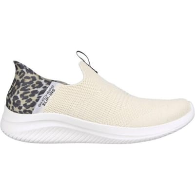 Skechers Ultra Flex 3.0-Natural Step Dames Sneakers - Off white - zwart - beige (deels luipaardprint)