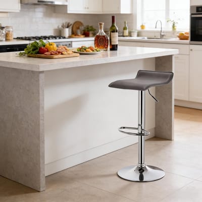 MODENUIT Barkruk 62-84 cm - 360° Draaibaar en In Hoogte Verstelbaar - Voor Bar en Keuken - Kunstleer Grijs