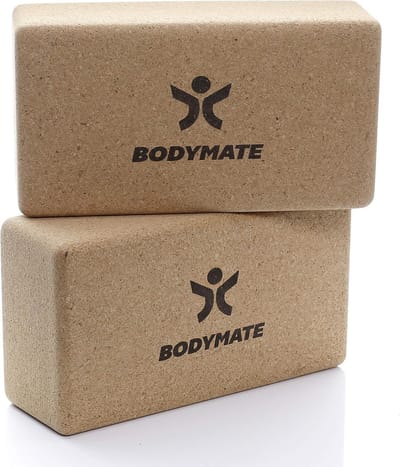 SnelShoppen - Set van 2 yogablokken van 100% ecologisch kurk - Ondersteuning voor Asana's, Meditatie & Ontspanningsoefeningen - 22 x 12 x 7,5 cm - Voo