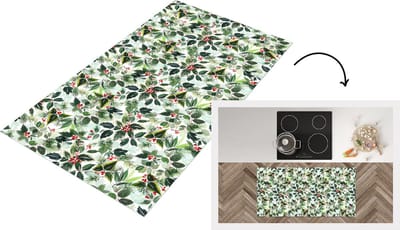 Keukenloper - Loper keuken - Kerst - Waterverf - Maretak - 120x60 cm - Keukenloper vinyl