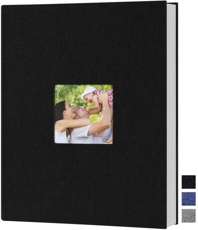 Dailygoods- Insteekalbum A4 - 100 pagina's - Linnen omslag - Zuurvrij - Stofdicht - Elegant ontwerp - Omslagvenster voor foto's - Fotoalbum