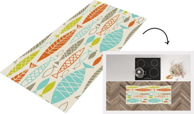 Keukenloper - Loper keuken - Vis - Jaren 50 - Patroon - 120x50 cm - Keukenloper vinyl