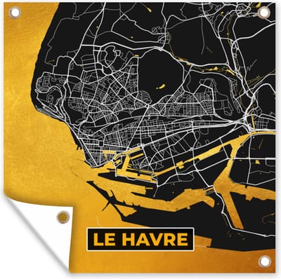 Tuin poster Kaart – Stadskaart – Le Havre - Plattegrond – Frankrijk - 200x200 cm - Tuindoek