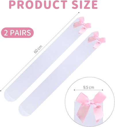 Elegante Witte Satijnen Overknee Kousen met Strik - 2 Paar, Thigh High, Perfect voor Feestjes en Cosplay, Modeaccessoire voor Vrouwen