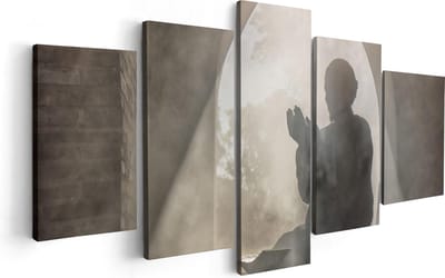 Artaza Canvas Schilderij Vijfluik Biddende Man In Een Oude Moskee  - 100x50 - Foto Op Canvas - Canvas Print