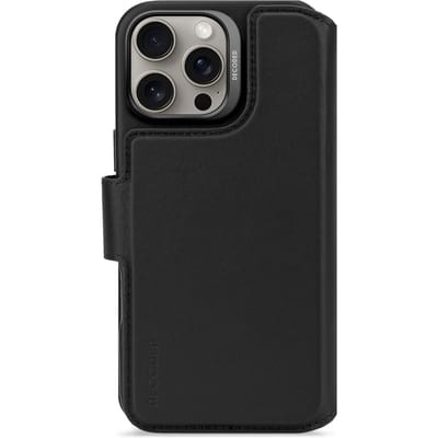 DECODED Leren Detachable Wallet Case Geschikt voor iPhone 16 Pro Max - 2-in-1 Magnetisch Afneembaar Hoesje met Pasjeshouder - Premium ECCO Leer - Geschikt voor MagSafe - Zwart