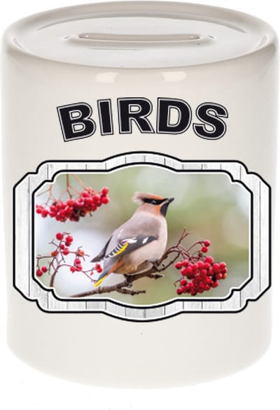 Dieren liefhebber pestvogel spaarpot 9 cm jongens en meisjes - keramiek - Cadeau spaarpotten vogels liefhebber