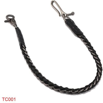 Klassieke Punk Stijl Echt Leer Biker Sleutelhanger Jeans Ketting Handgemaakte Portemonnee Ketting Taille Ketting Heren Rock Kleding Accessoires black