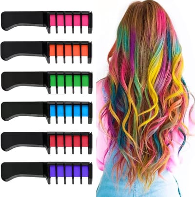 Krijt Kammetjes in 6 Kleuren, Tijdelijke Heldere Crème, Wasbaar en Niet-Toxisch voor Meisjes en Volwassenen, Perfect voor Verjaardagen, Halloween en Cosplay Feesten