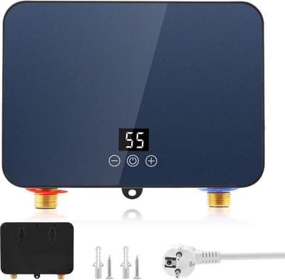 Doorstroomboiler - Direct Heetwater - Keuken Badkamer - Afstandsbediening Instelbaar - 10x42cm - Zwart