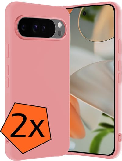 Hoes - 2 Stuks - Geschikt voor Google Pixel 10 Pro - Sterk & Shockproof - Case Siliconen - Back Cover - Telefoon Hoes - Lichtroze