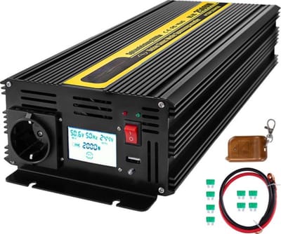 Omvormer 2500W - Afstandsbediening en LCD - DC 12V naar AC 230 V - 5000W Piekvermogen