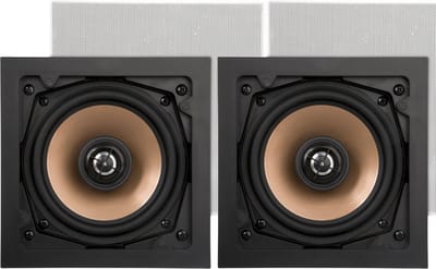 Artsound HPSQ525 5,25 inch wand- en plafondluidsprekers, 10-100 Watt, voor thuis, badkamer, keuken, kantoor, HiFi, met draaibare tweeter, alu conus, sjabloon voor installatie, vierkant, 170x170x80mm, <50m²