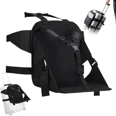Draagbare reisstoel voor peuters, opvouwbare bagagekoffer met zitfunctie, handbagage voor kinderen, zwart