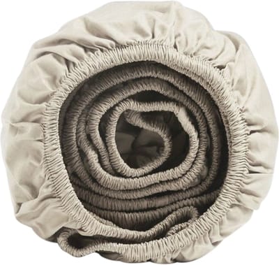 Yumeko hoeslaken percal katoen wit zand 180x210x30 - Bio, eco & fairtrade